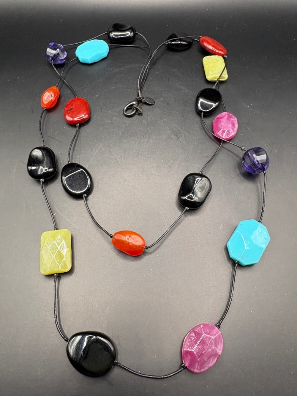 Chico's Acrylic Tiered Jewel Tone Beaded Necklace